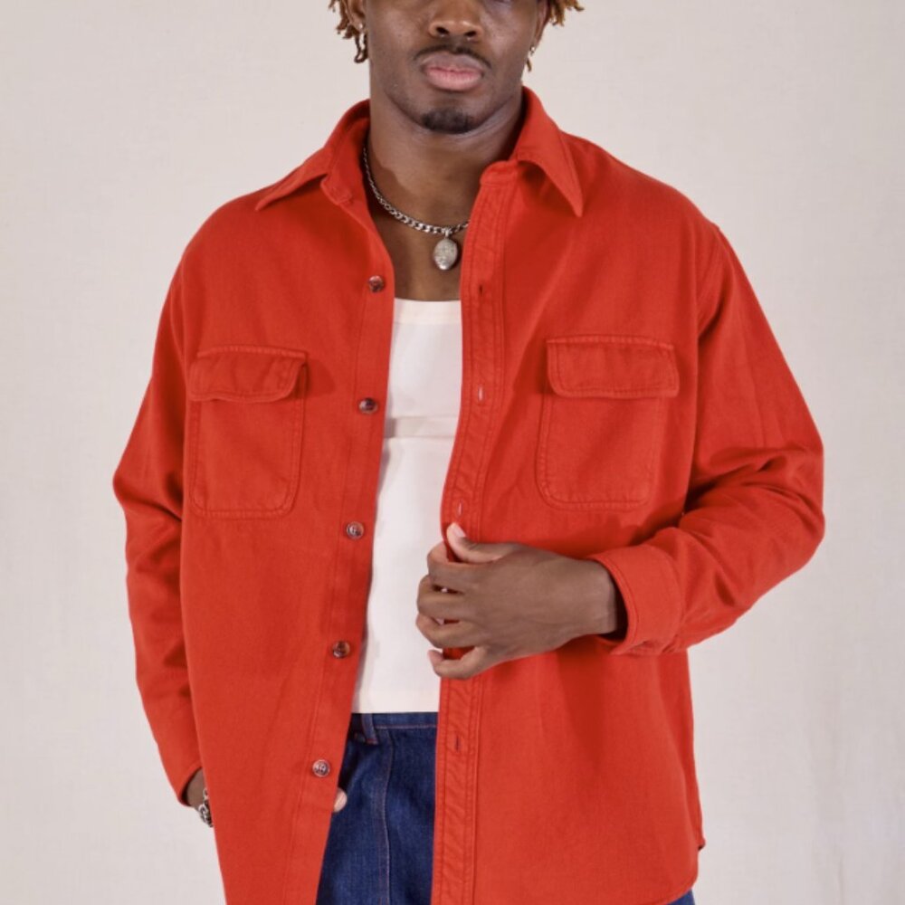 Big Bud Press Flannel Overshirt (Mustang Red), L Large